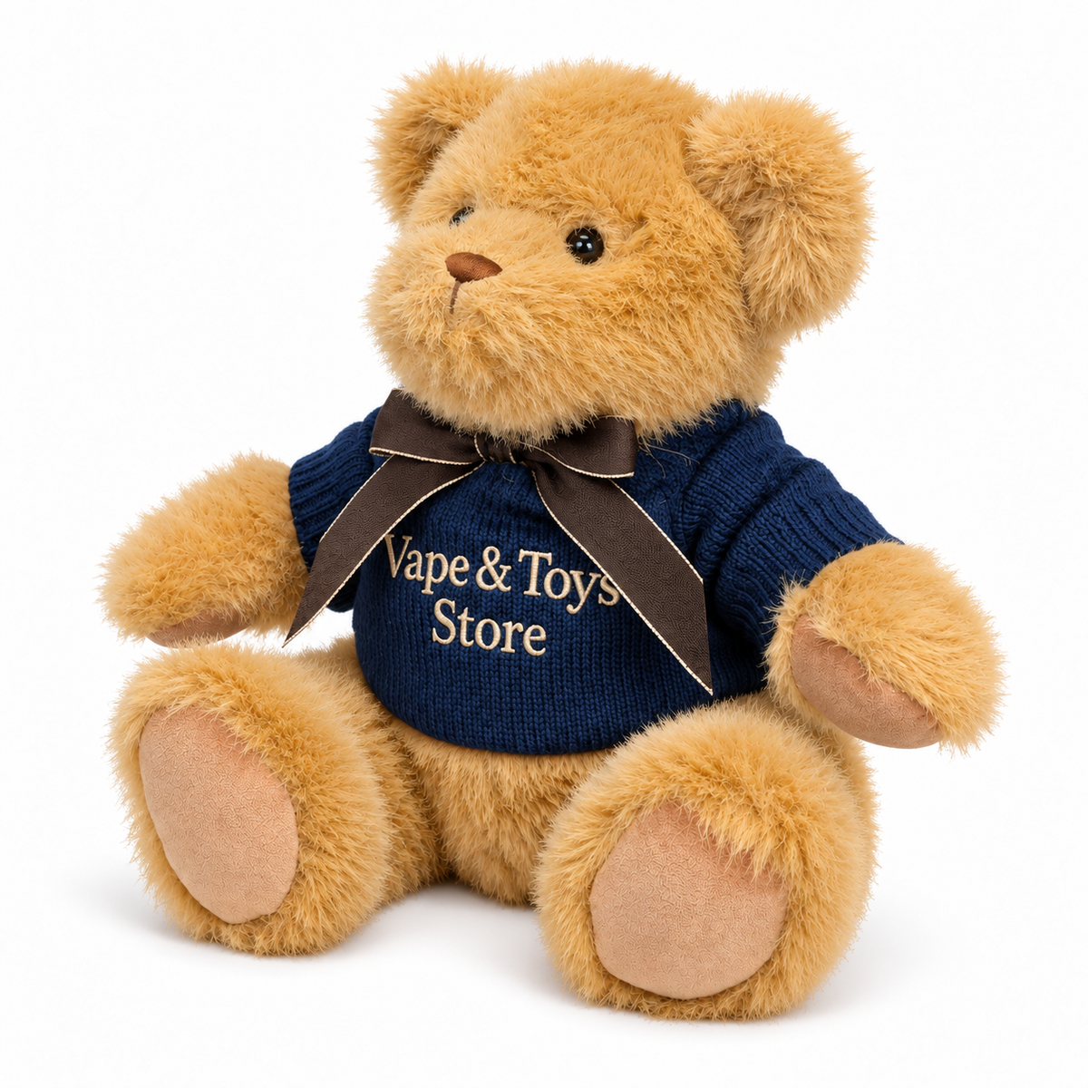 Vape & Toys Store Golden Teddy Bear with Navy Knitted Jumper