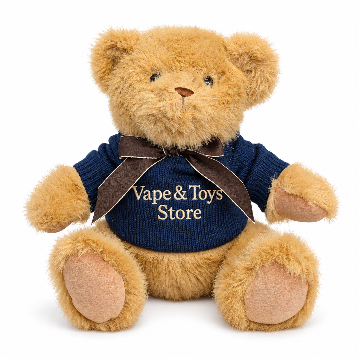Vape & Toys Store Golden Teddy Bear with Navy Knitted Jumper