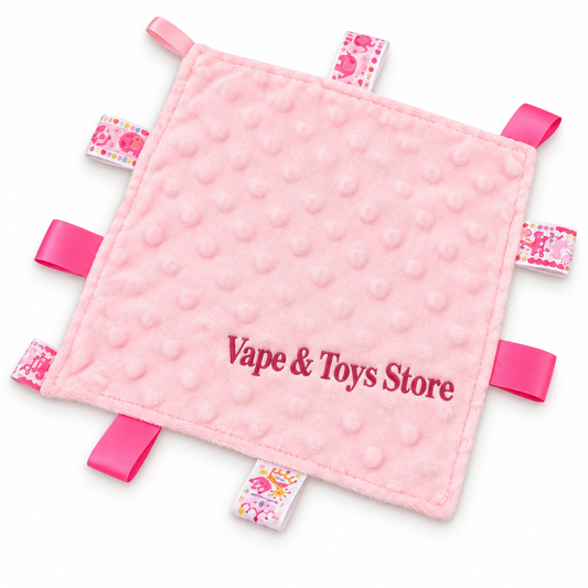 Vape & Toys Store Pink Baby Taggie Comforter – Soft Sensory Blanket